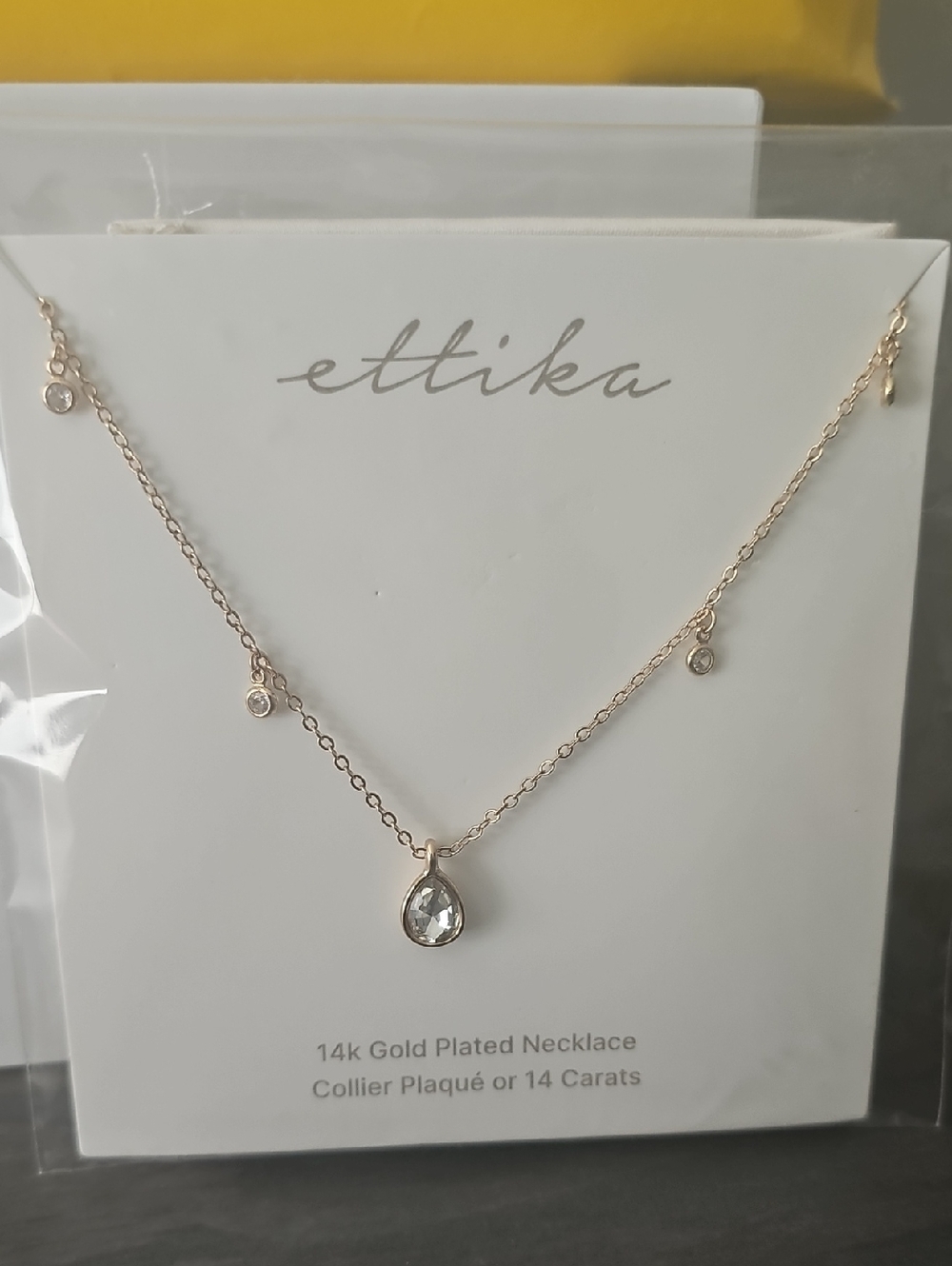 Ettika Rose Gold Teardrop Crystal Drop Necklace